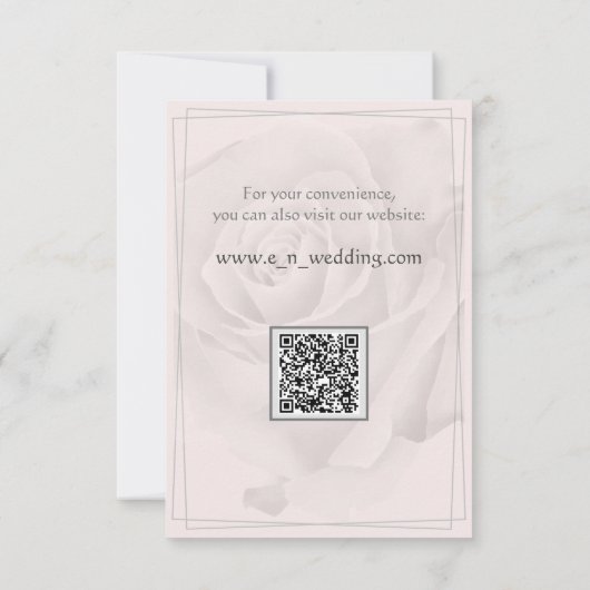 Dusty White Roses Bruiloft Details Behuizing Kaart (Achterkant)