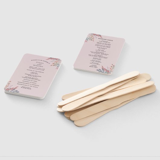 Dusty Wildflower Botanical Wedding Program Fans Handwaaier (Niet-gemonteerd)