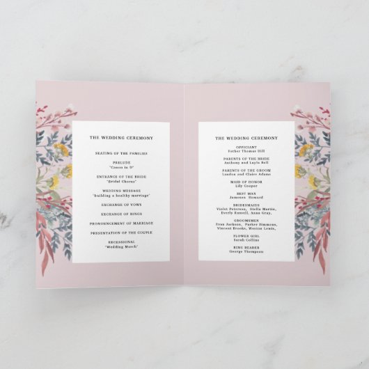 Dusty Wildflower Waterverf Botanic Wedding Progr Programma (Binnen)