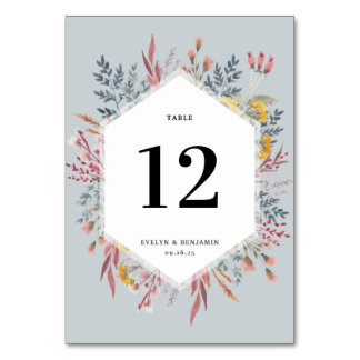 Dusty Wildflower Waterverf Botanical Wedding Tabl Kaart
