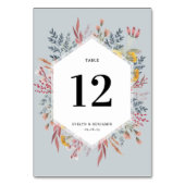 Dusty Wildflower Waterverf Botanical Wedding Tabl Kaart (Achterkant)