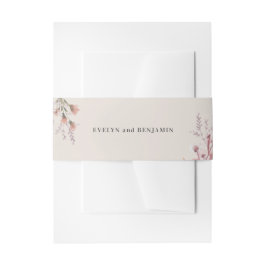 Dusty Wildflower Waterverf Botanical Wedding Uitnodigingen Wikkel