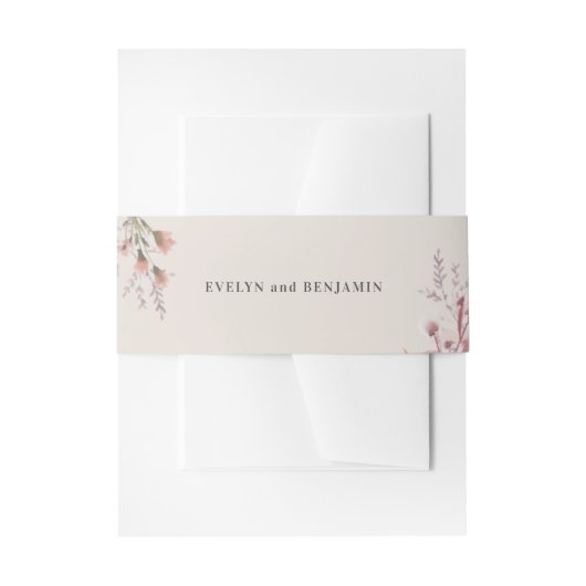 Dusty Wildflower Waterverf Botanical Wedding Uitnodigingen Wikkel (Voorkant Voorbeeld)