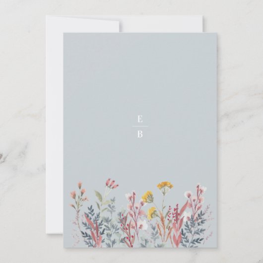 Dusty Wildflower Waterverf Weddenschap Kaart (Achterkant)