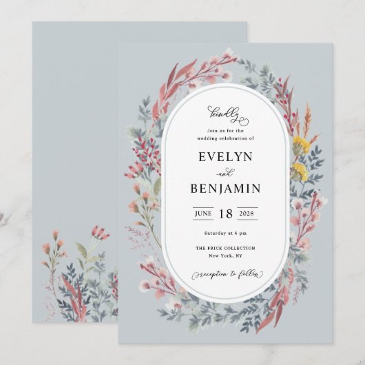 Dusty Wildflower Waterverf Weddenschap Kaart (Voorkant / Achterkant)