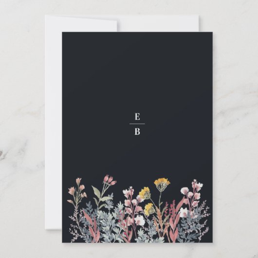 Dusty Wildflower Waterverf Weddenschap Kaart (Achterkant)