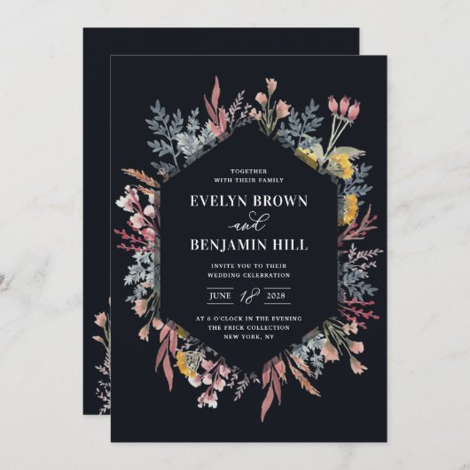 Dusty Wildflower Waterverf Weddenschap Kaart (Voorkant / Achterkant)