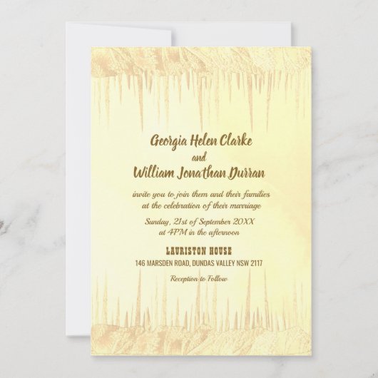 Dusty Yellow Icicle Wedding-kaart (Voorkant)
