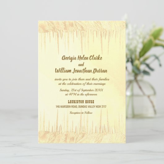 Dusty Yellow Icicle Wedding-kaart (Staand voorkant)