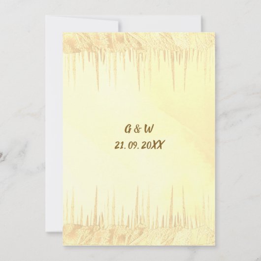 Dusty Yellow Icicle Wedding-kaart (Achterkant)