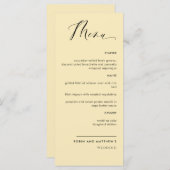 Dusty Yellow, kalligrafie bruiloft / menu Ontvangs (Voorkant / Achterkant)