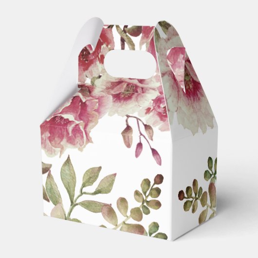 Dustyr roos waterverf bloemen en bladeren bruiloft bedankdoosjes (Achterkant)