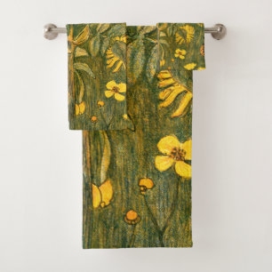 Dutch Art Nouveau Meadow Wildflowers, Vlinders Bad Handdoek