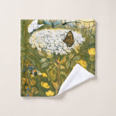 Dutch Art Nouveau Meadow Wildflowers, Vlinders Bad Handdoek (Wasdoekje)