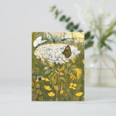 Dutch Art Nouveau Meadow Wildflowers, Vlinders Briefkaart (Staand voorkant)