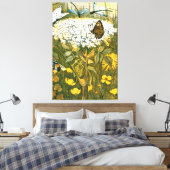 Dutch Art Nouveau Meadow Wildflowers, Vlinders Canvas Afdruk (Insitu (Slaapkamer))