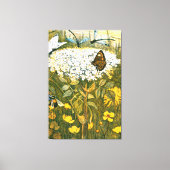 Dutch Art Nouveau Meadow Wildflowers, Vlinders Canvas Afdruk (Voorkant)