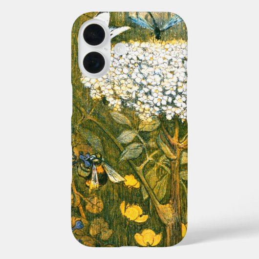 Dutch Art Nouveau Meadow Wildflowers, Vlinders Case-Mate iPhone Case (Achterkant)