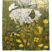 Dutch Art Nouveau Meadow Wildflowers, Vlinders Douchegordijn (Voorkant)