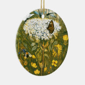 Dutch Art Nouveau Meadow Wildflowers, Vlinders Keramisch Ornament (Rechts)