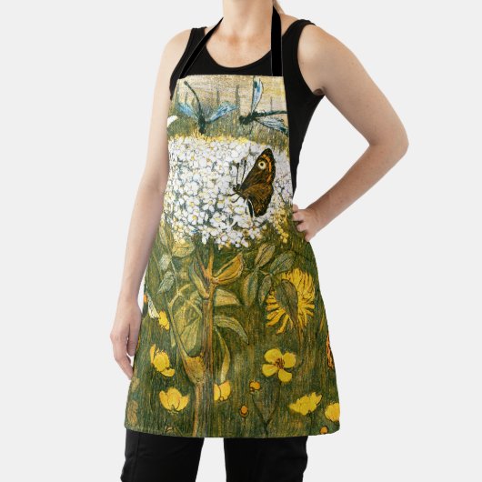 Dutch Art Nouveau Meadow Wildflowers, Vlinders Schort (Insitu)