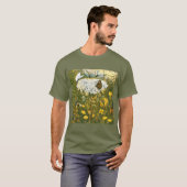 Dutch Art Nouveau Meadow Wildflowers, Vlinders T-shirt (Voorkant volledig)