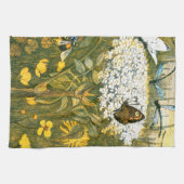 Dutch Art Nouveau Meadow Wildflowers, Vlinders Theedoek (Horizontaal)