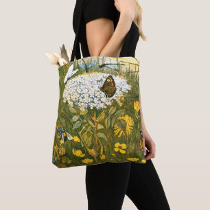 Dutch Art Nouveau Meadow Wildflowers, Vlinders Tote Bag