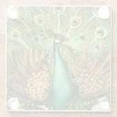 Dutch Art Nouveau Pauw en kippen Glazen Onderzetter (Achterkant)