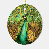 Dutch Art Nouveau Pauw en kippen Keramisch Ornament (Links)