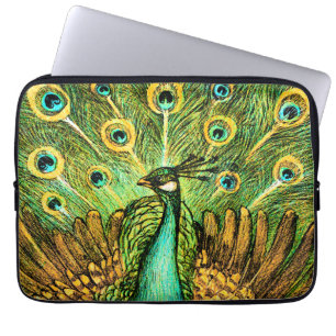 Dutch Art Nouveau Pauw en kippen Laptop Sleeve