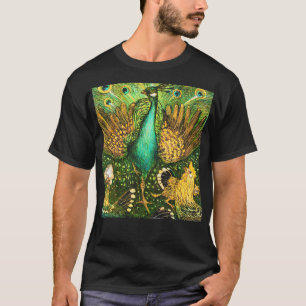 Dutch Art Nouveau Pauw en kippen T-shirt