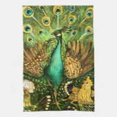 Dutch Art Nouveau Pauw en kippen Theedoek (Verticaal)