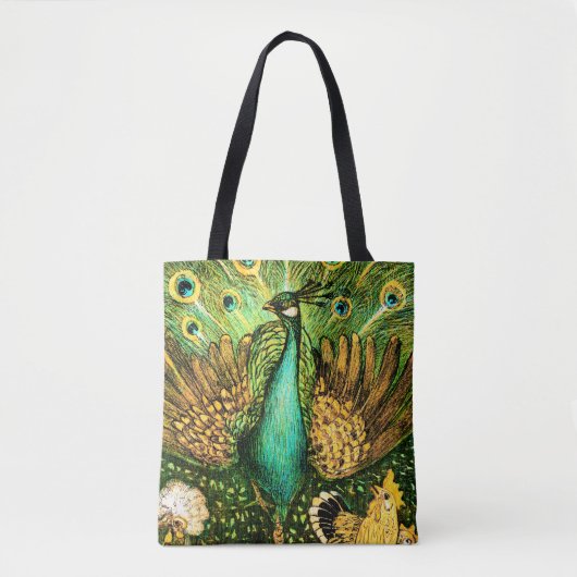 Dutch Art Nouveau Pauw en kippen Tote Bag (Voorkant)