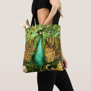 Dutch Art Nouveau Pauw en kippen Tote Bag