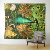 Dutch Art Nouveau Pauw en kippen Wandkleed (In Situ (horizontaal))