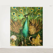 Dutch Art Nouveau Pauw en kippen Wandkleed (Voorkant)