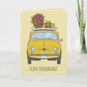 Dutch Birthday Retro Fiat 500 Kaart