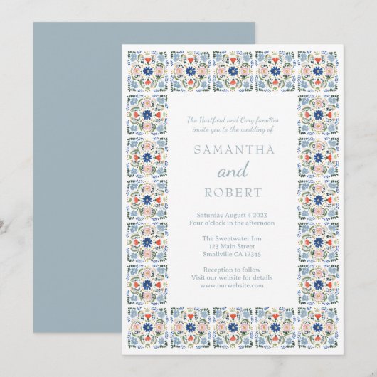 Dutch Blue Tile Wedding Kaart (Voorkant / Achterkant)