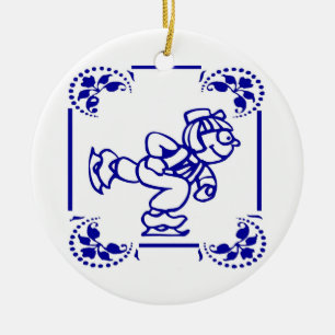 Dutch Boy Ice Skating Keramisch Ornament