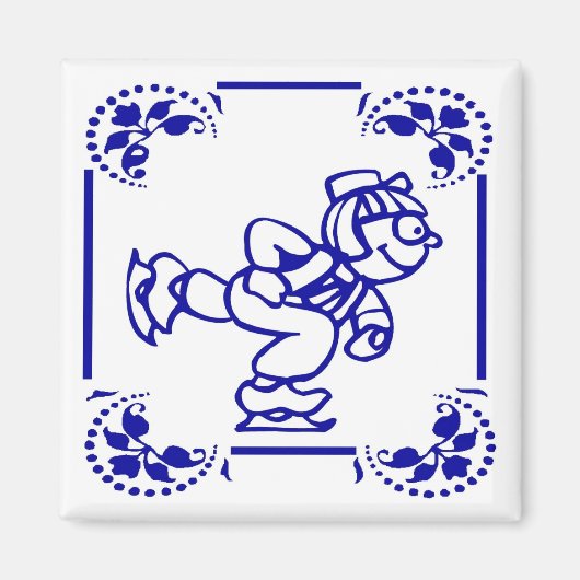 Dutch Boy Ice Skating Magneet (Voorkant)