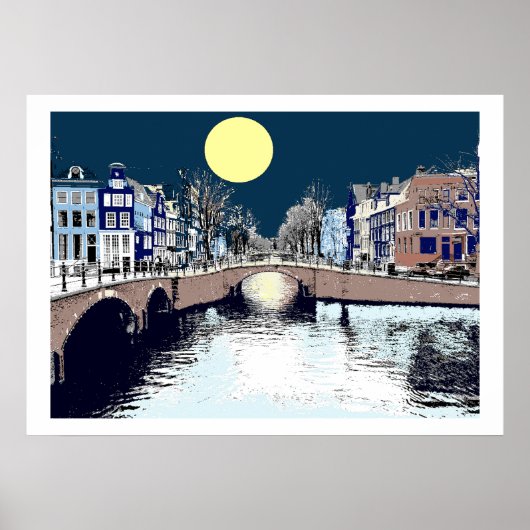 Dutch Bridge Full Moon Poster (Voorkant)