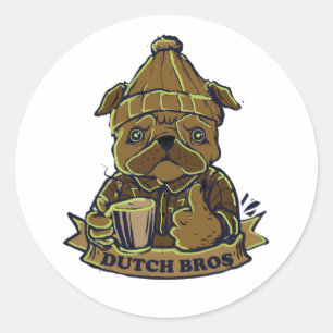 Dutch Bros Coffee Dog Ronde Sticker