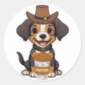 Dutch Bros Coffee Dog Ronde Sticker (Voorkant)