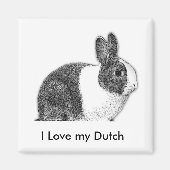 Dutch bunny potlood tekening magneet (Voorkant)