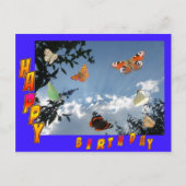 Dutch Butterflies Blue Happy Birthday Briefkaart (Voorkant)
