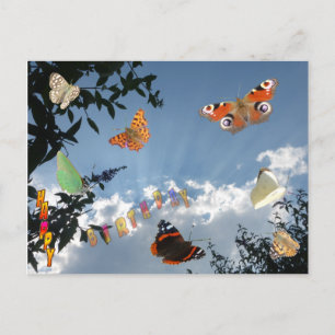 Dutch Butterflies Happy Birthday Briefkaart