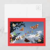 Dutch Butterflies Red Happy Birthday Briefkaart (Voorkant / Achterkant)