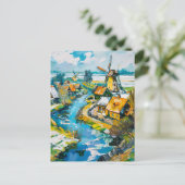 Dutch Countryside with Windmills and Water Channel Briefkaart (Staand voorkant)