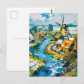 Dutch Countryside with Windmills and Water Channel Briefkaart (Voorkant / Achterkant)